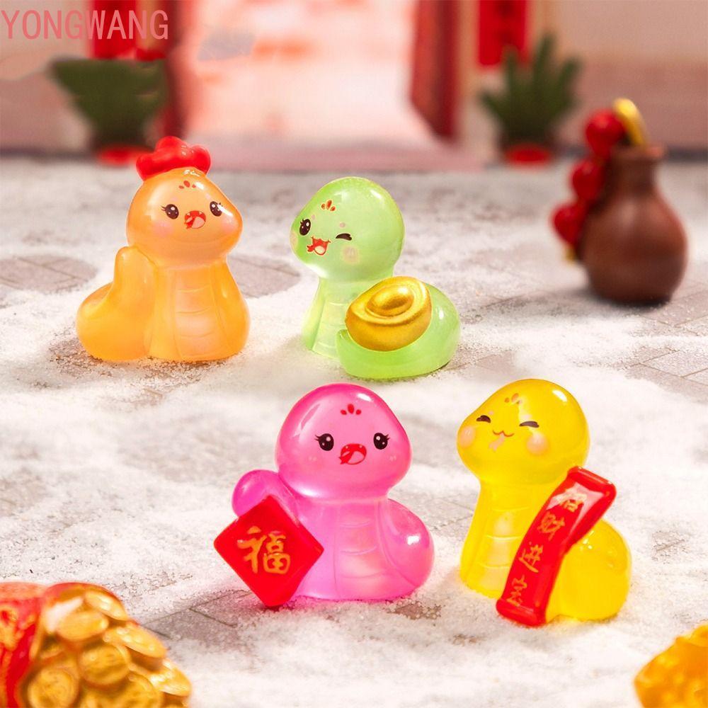 YONGWANG66ZX Tượng Rắn Mini Dạ Quang, Tượng Rắn Năm Mới Phát Sáng Dễ Thương, Hàng Thủ Công Nhựa Phướ