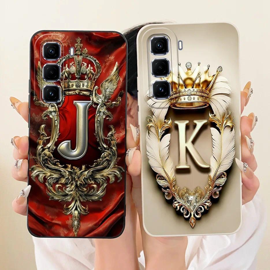 Dành Cho Infinix Hot 50 Ốp Lưng Hot50 Pro 4G X6881 Vương Miện Dễ Thương Chữ Cái Vỏ Điện Thoại Chống 