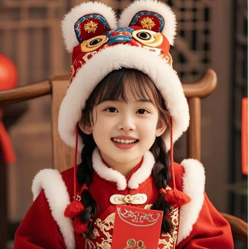 New Year Tiger Hat Adult and Children Cute Dragon Horn Hat Winter Warm Chinese Han Clothing New Year