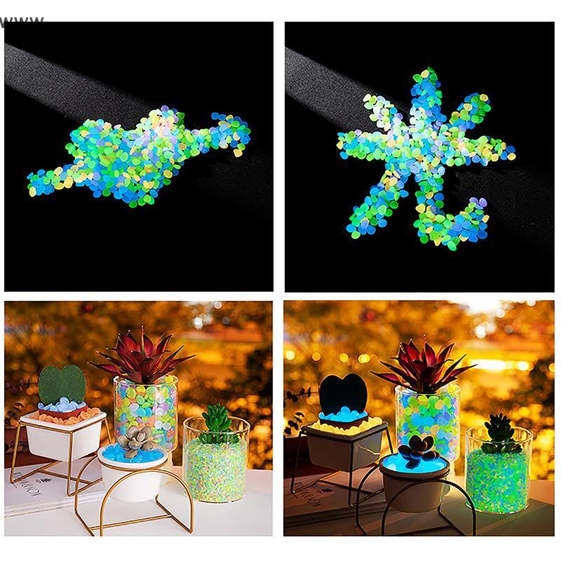 [auz] 100pcs Glow In The Dark Decorative Pebbles Aquarium Accessories
