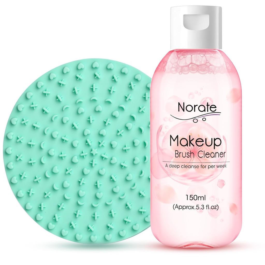 Norate Makeup Brush Cleaner, Make Up Brush Cleaner Solution + Makeup Brush Cleaning Pad, Brush Clean