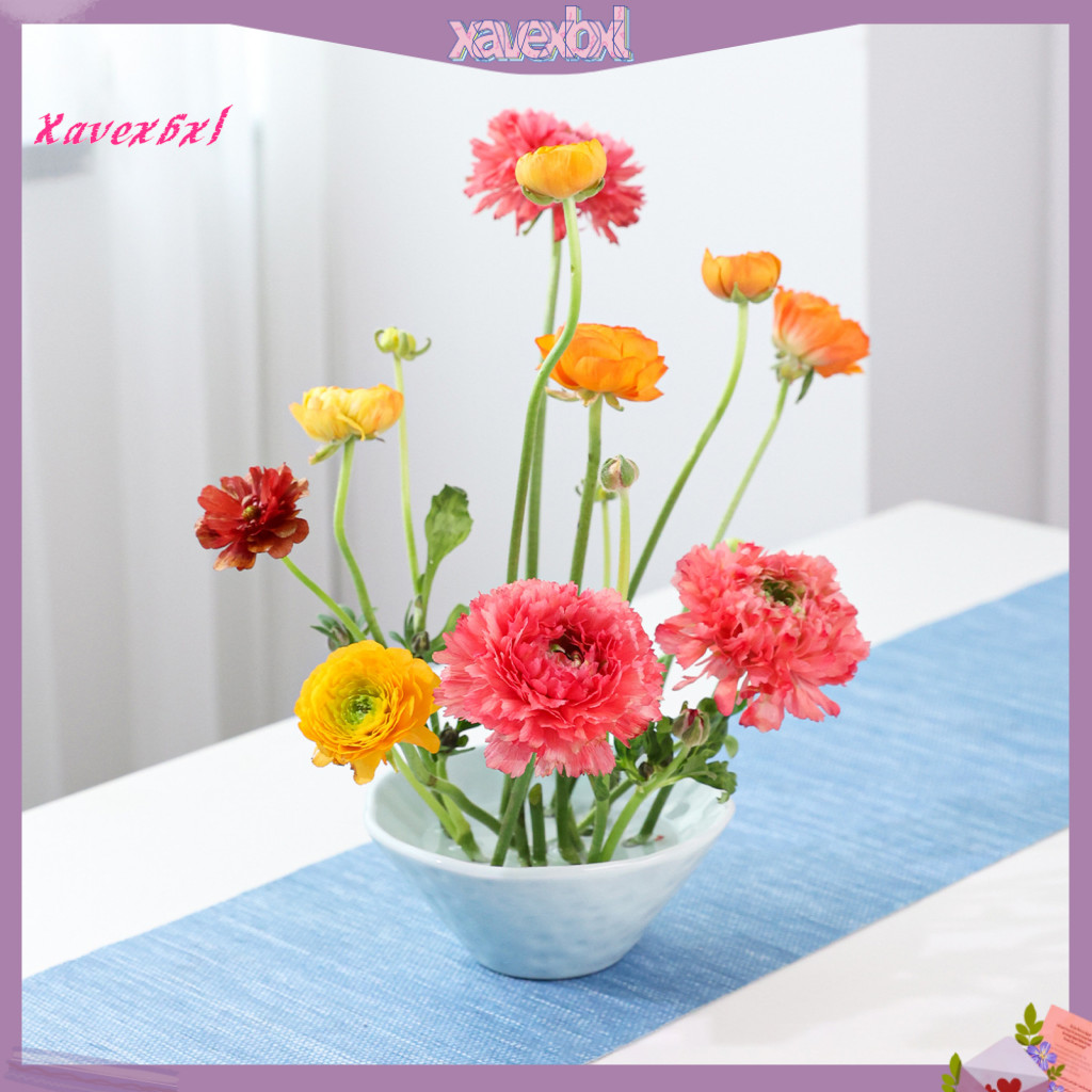Xavexbxl| Sleek Hoa Trung Tâm Bát Tối Giản Hoa Sắp Xếp Bát Nhật Bản Ikebana Bình Gốm Hoa Ếch Bát Cho