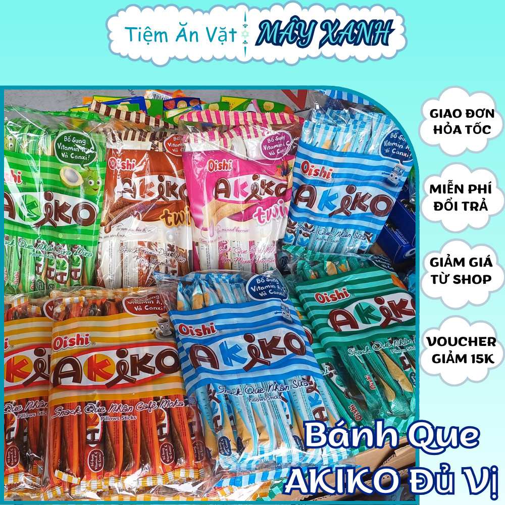 Gói 20 Bánh Que AKIKO OSHI Các Vị, Bánh Que Socola, Bánh Que Sữa Phô Mai