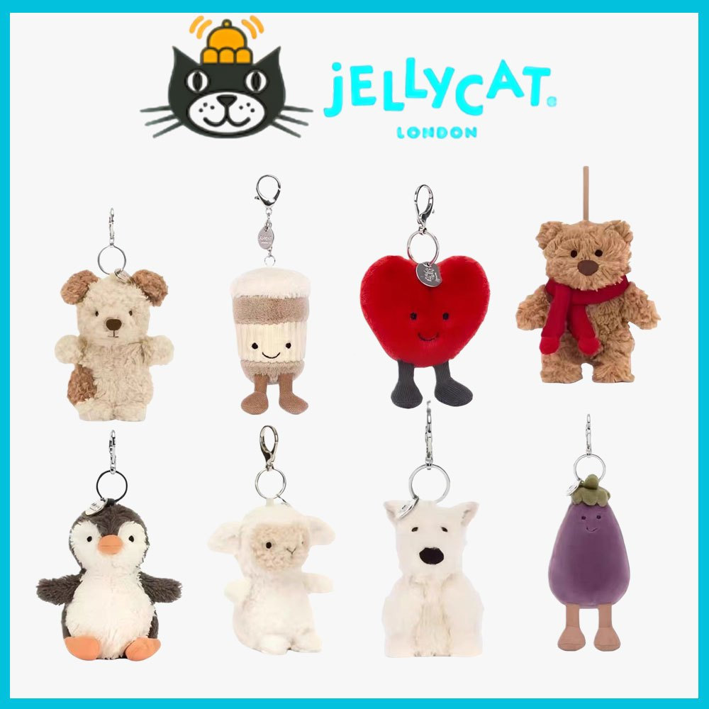 JELLYCAT Plushie Móc Khóa Vui Vẻ Mặt Dây Chuyền Croissant Túi Bóng Trang Trí Đồ Chơi Sang Trọng