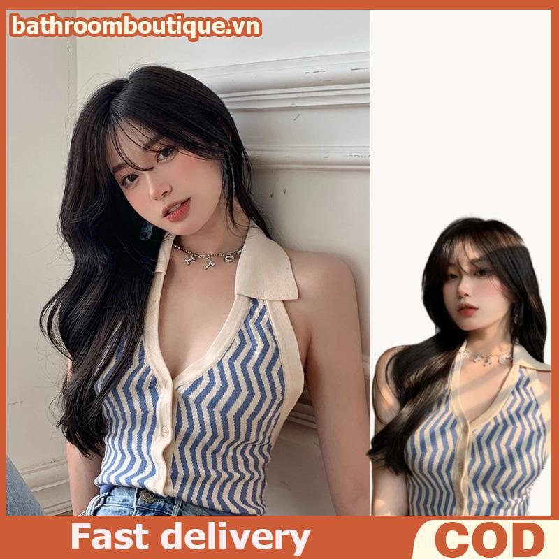 Áo Crop top dệt kim BABO dành cho nữ Áo Baless không tay Y2K Top.