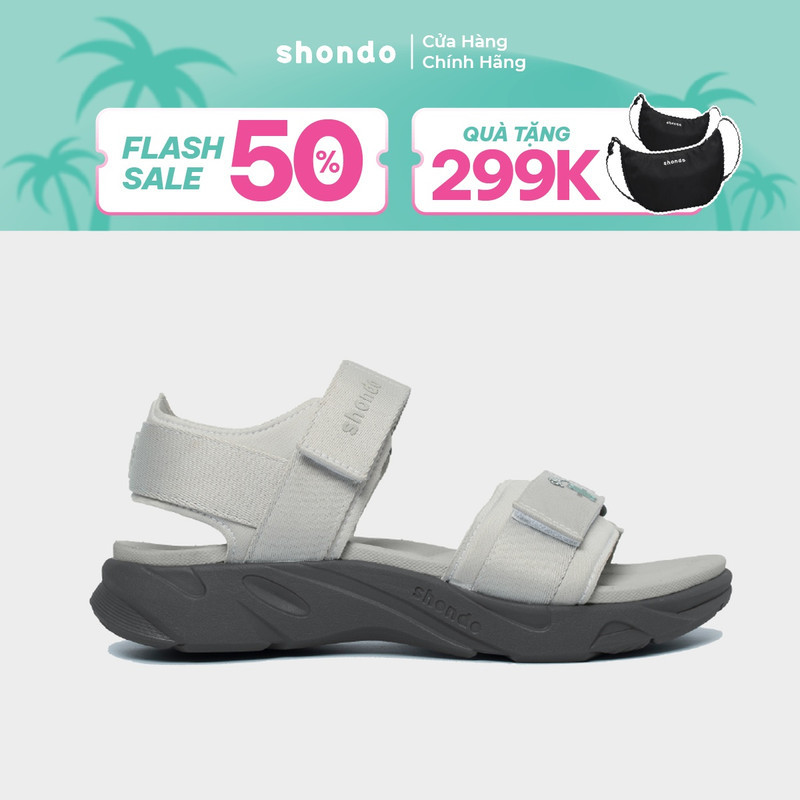 Giày Sandal Nam Nữ Shondo Êm Chân, Bền F8 Màu Xám F8M2220