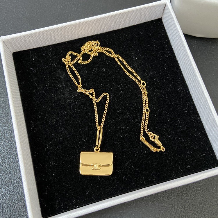 OBEV Bag Necklace Brass Gold Plated Vintage Fashionable Solid gold Necklace