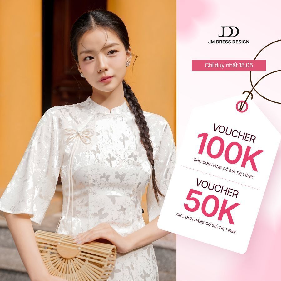 Áo dài Lục Khuê - Áo dài ôm tay A chất lụa 2M10.2409BF, áo dài cách tân thiết kế bởi JM Dress Design