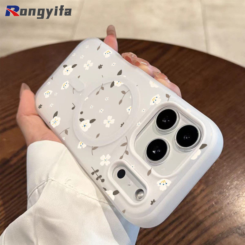 Ốp Điện Thoại Từ Tính Hoa Thanh Lịch Cho Realme C25 C25S C17 C15 C12 C11 C3 C3i C2 C1 Q5i U1 Vỏ Màu 