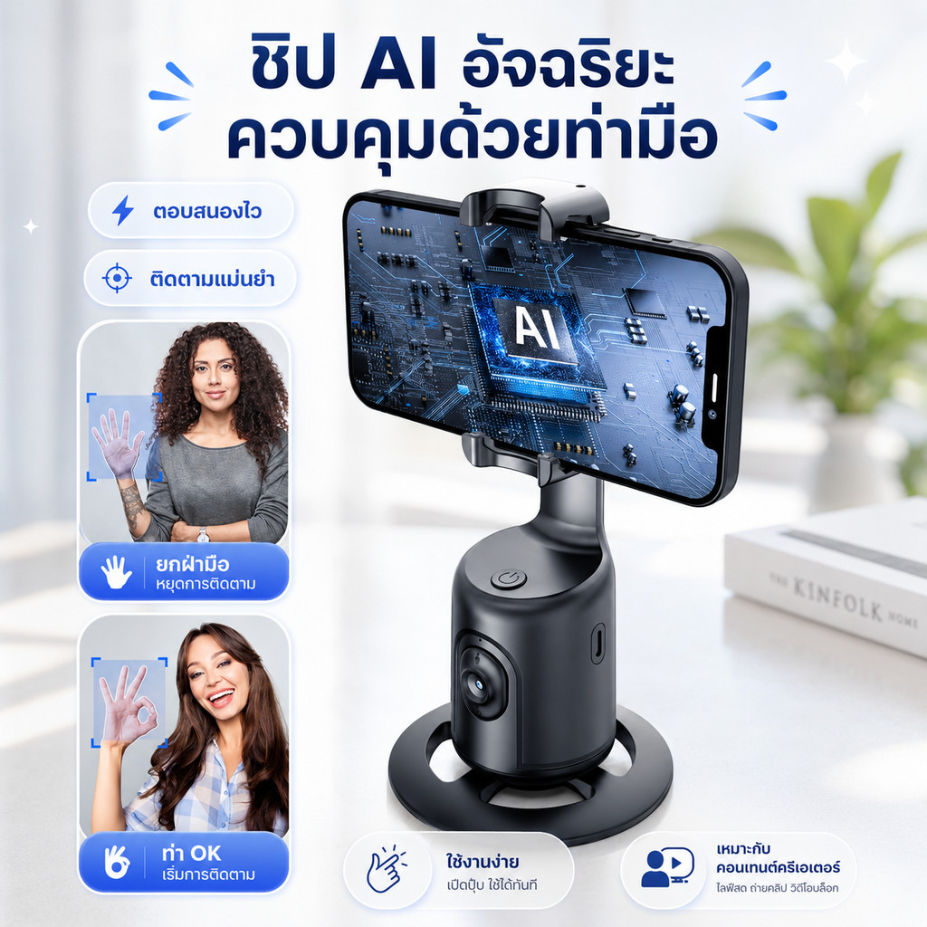 0TELESIN Chụp ảnh thông minh Gimbal Selfie 360 Xoay mặt tự động TRACKING 360 Công việc mớiTự động
