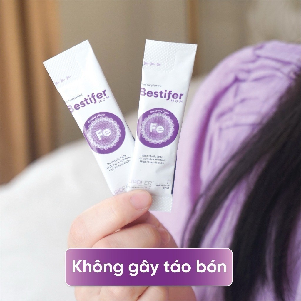 TPBVSK Bestifer Mom bổ sung sắt cho mẹ bầu và sau sinh, hộp 24 gói