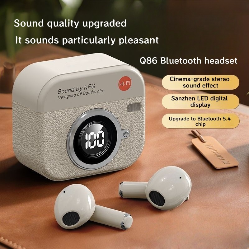 Tai nghe Bluetooth cổ điển Q86 không dây, hiệu ứng âm thanh nổi hifi, micrô tích hợp, cuộc gọi thoại độ phân giải cao, tương thích với hệ thống Android và Xiaomi
