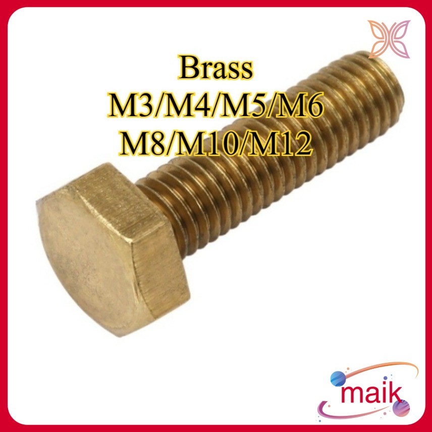 Bulong lục giác ngoài Đồng vàng DIN933 Ốc lục giác Đồng vàng M3 M4 M5 M6 M8 M10 M12 * L6-100mm [maik