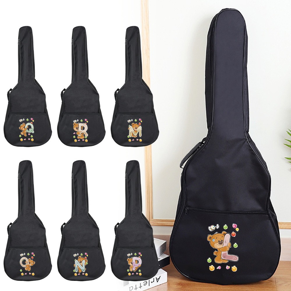 Tas gitar Vỏ Đàn Guitar Điện Di Động Túi Đàn Guitar Đen Họa Tiết Gấu Series 31-41 Inch Cổ Điển Acous
