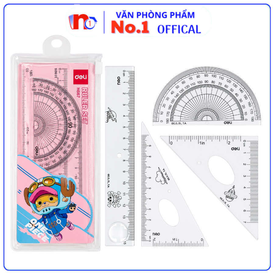 Bộ 4 Cây Thước Deli H17 15cm Nhựa Cứng Tiện Lợi, Chất Liệu Bền, An Toàn, Dành cho Học Sinh - VPP NO.