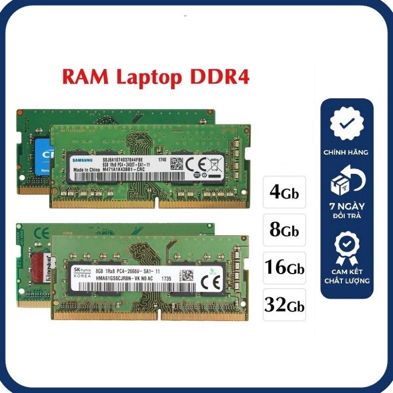 RAM Laptop DDR4 4Gb 8Gb 16Gb bus 2133 2400 2666 3200MHz- Hàng chính hãng