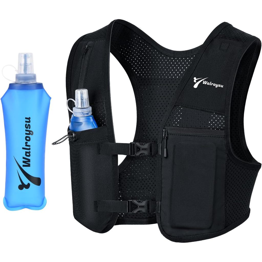 Running Vest for Women & Men, Adjustable Elasticated Sternum Straps Vest with 500ml Soft Flask, Fast