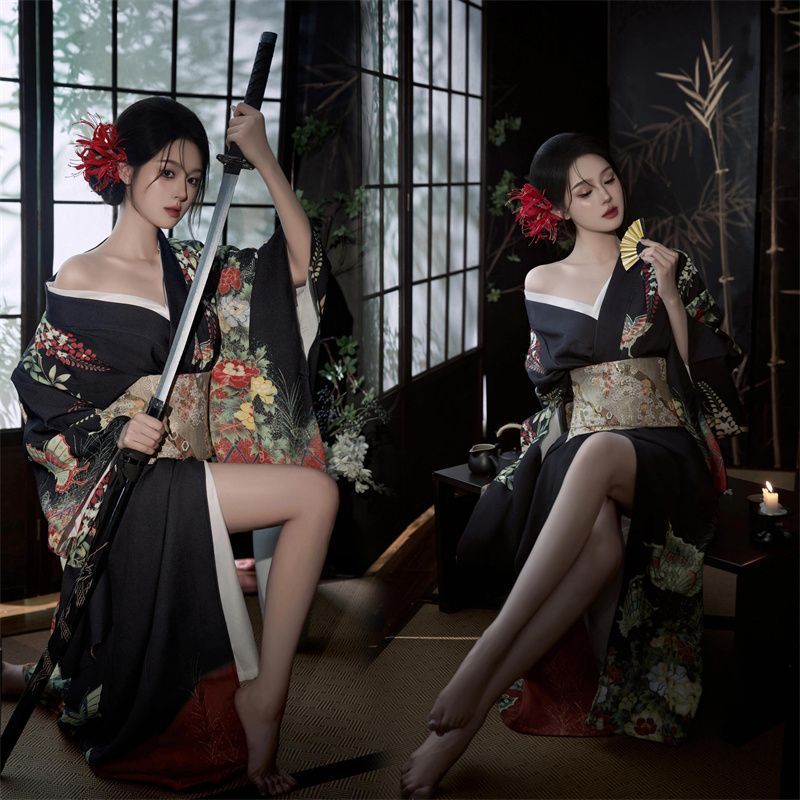 Dark Series Geisha Bộ Đồ Kim Cương Retro Oiran Phong Cách Ảnh Phù Hợp Với Phong Cách Nhật Bản Cải Ti