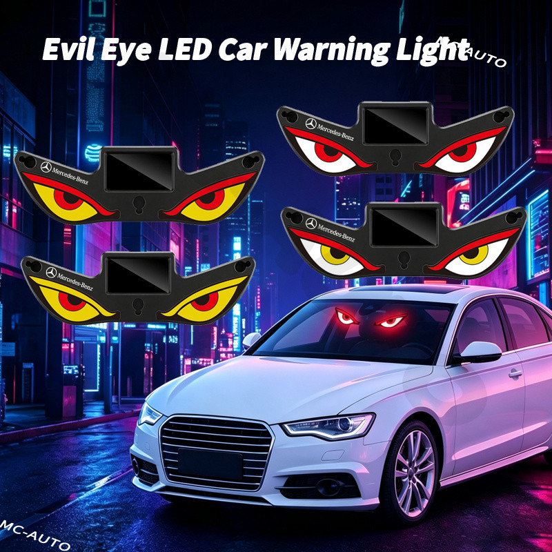 Benz Đèn LED năng lượng mặt trời ô tô Đèn cảnh báo Trang trí ô tô Cool DEMON EYE Đèn xung Áp dụng ch