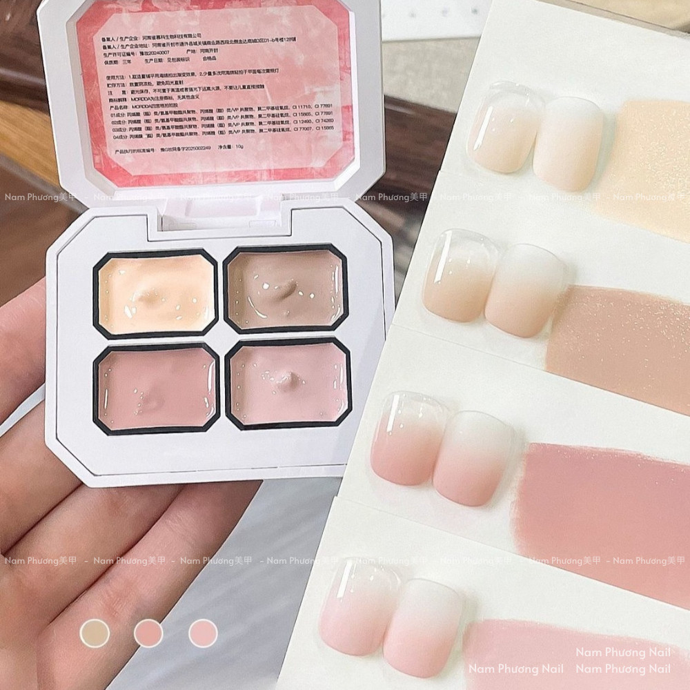 Gel dặm ombre Frescobaldi mini 4 ngăn tone hồng nhạt thông dụng