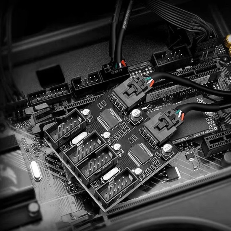 Bo Mạch Chủ WELL 1 Đến 2 4 9Pin USB HUB USB 2 0 9Pin Kết Nối Cổng Adapter Đa Năng