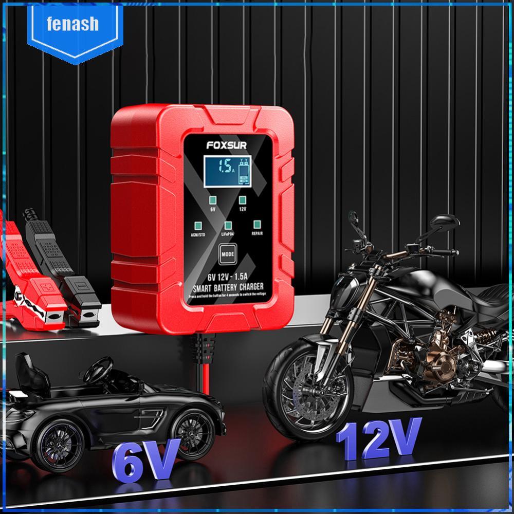 Bộ sạc pin ô tô 6V 12V 1.5-Amp Bộ bảo trì pin thông minh hoàn toàn tự động cho xe RV, xe tải, xe máy