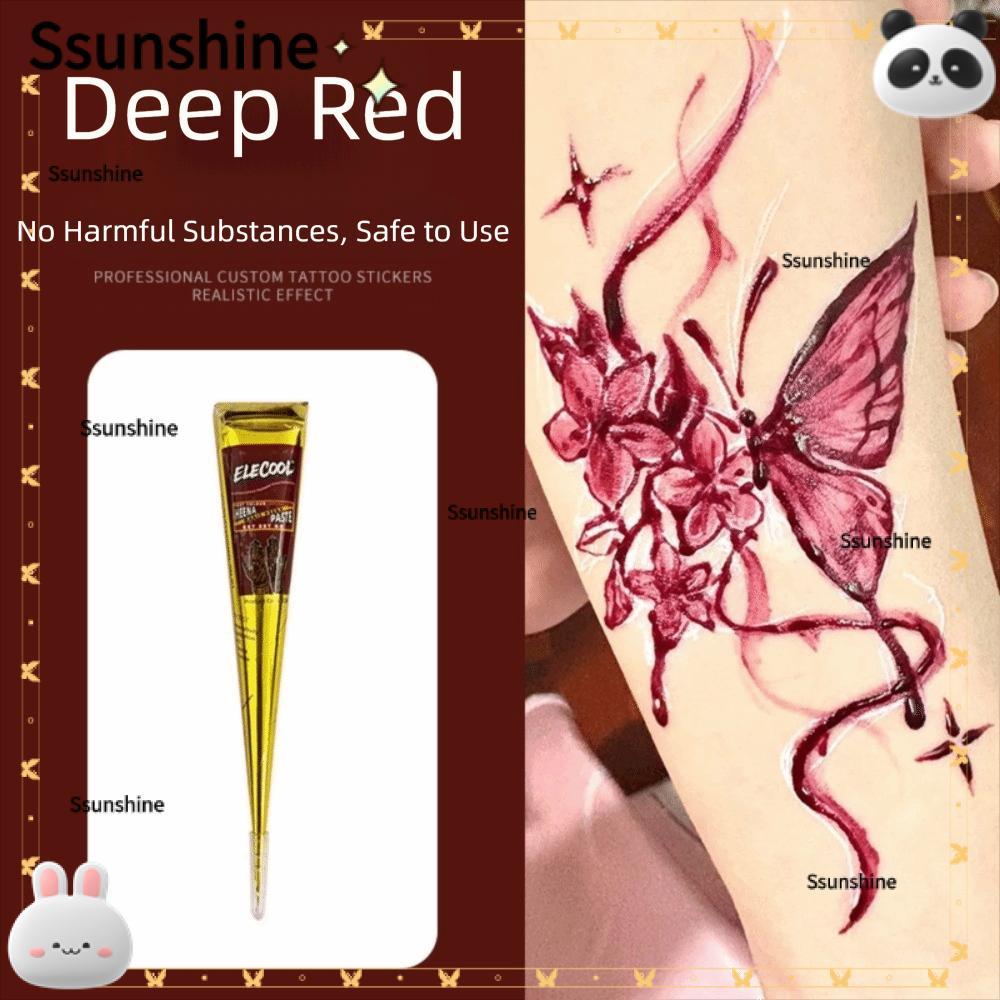 SSUNSHINE Henna Tattoo Cream, Bán vĩnh viễn Dễ sử dụng Henna Paste Cone, Henna Cream Black Brown Tạm