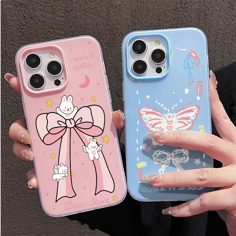 Ốp lưng Iphone Cặp đôi thỏ nhỏ nơ ốp lưng thạch cho iPhone 16  15 11 12 13 14 PROMAX plus xr  iPhone