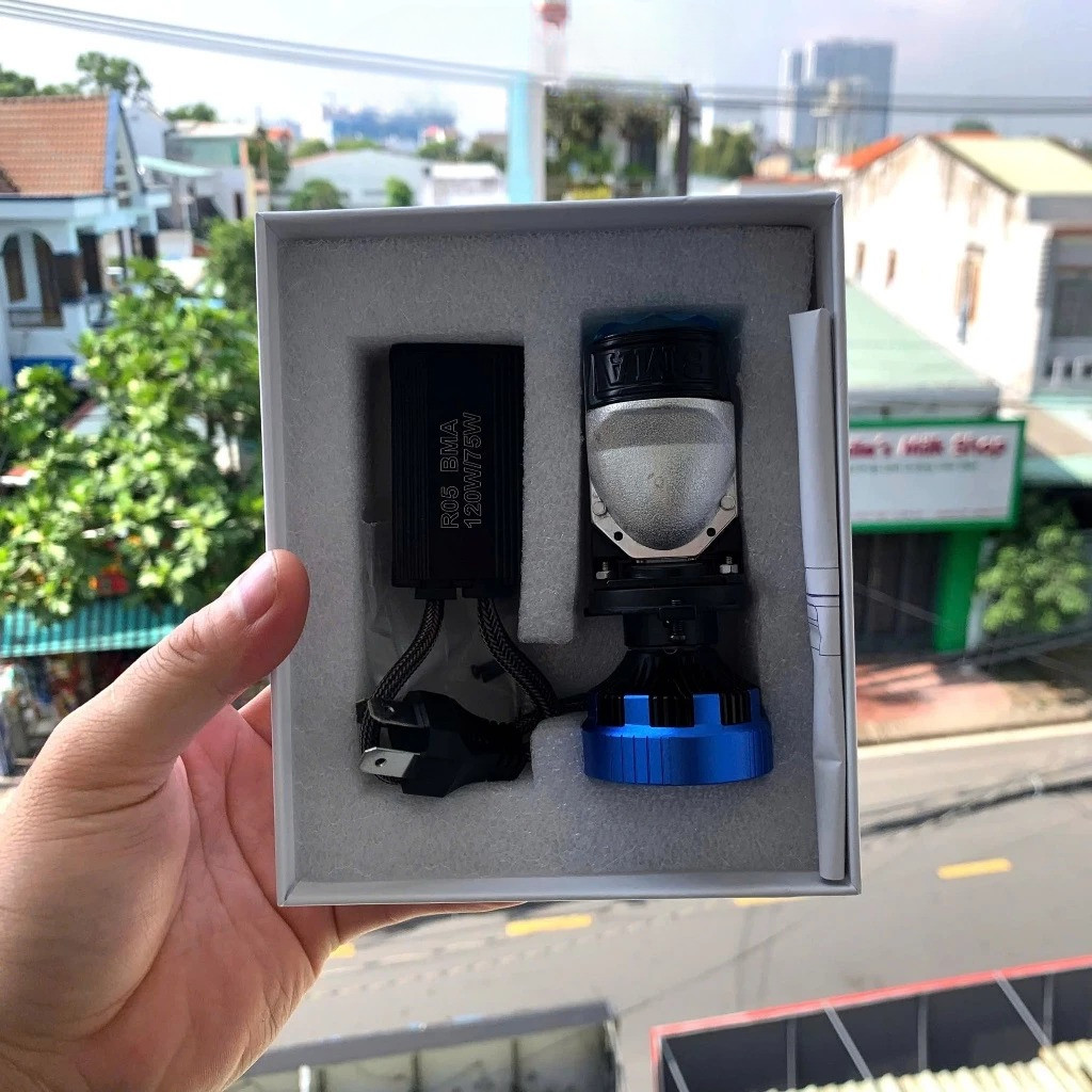 Đèn Led BMA R05 120W, Bi Led Xe Máy Dùng Điện DC Đèn Chân H4 Lắp Như Zin - Tốc Biến Gara