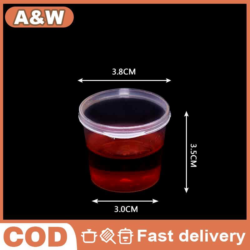 [WHP] 100Pcs Small Plastic Disposable Sauce Cups Food Storage Clear Package Box&Lid