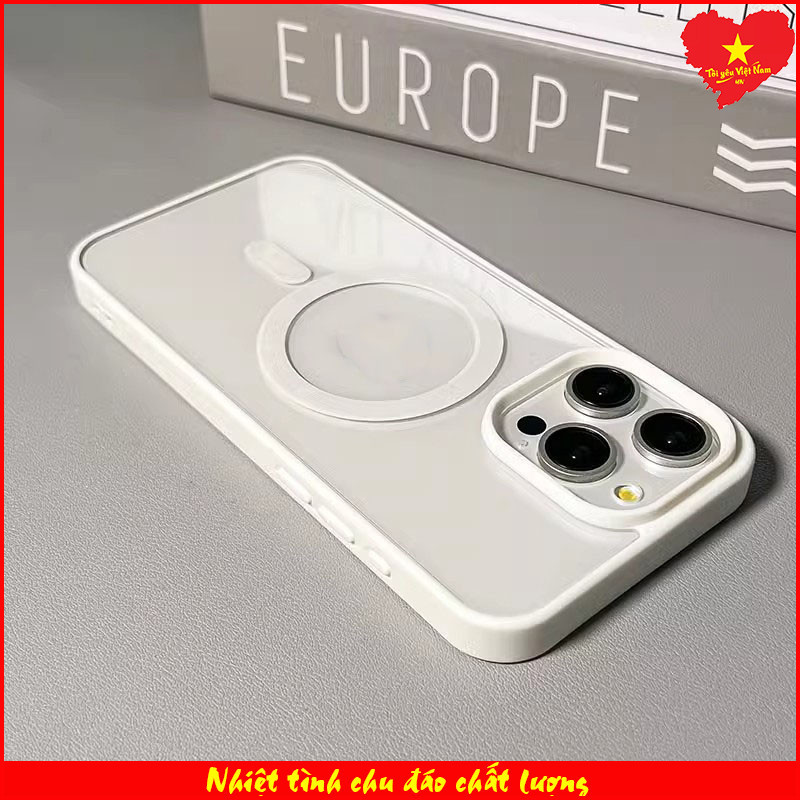 Ốp Lưng acrylic từ tính lưng trong suốt IPHONE 14, IP 14 Plus, IP 14 Pro, IP 14 ProMax, lỗ lớn