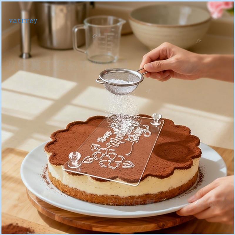 VA Mothers Day Acrylic Dusting Stencil để trang trí bánh có tay cầm di động
