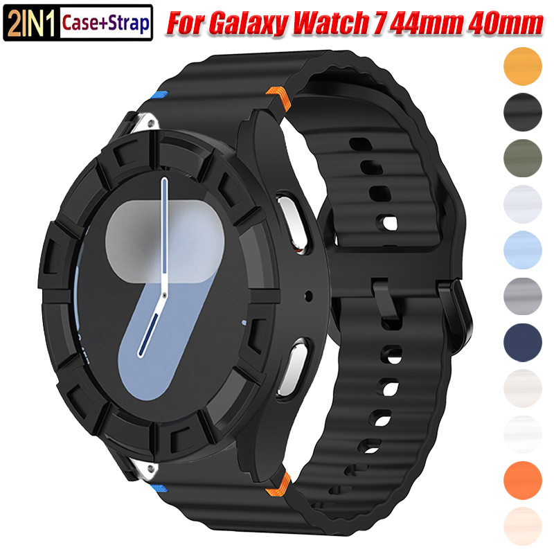 Dây đeo silicon + Vỏ cho Samsung Galaxy Watch 7 44 / 40mm Vỏ bảo vệ TPU cho Galaxy Watch 7 44mm 40mm