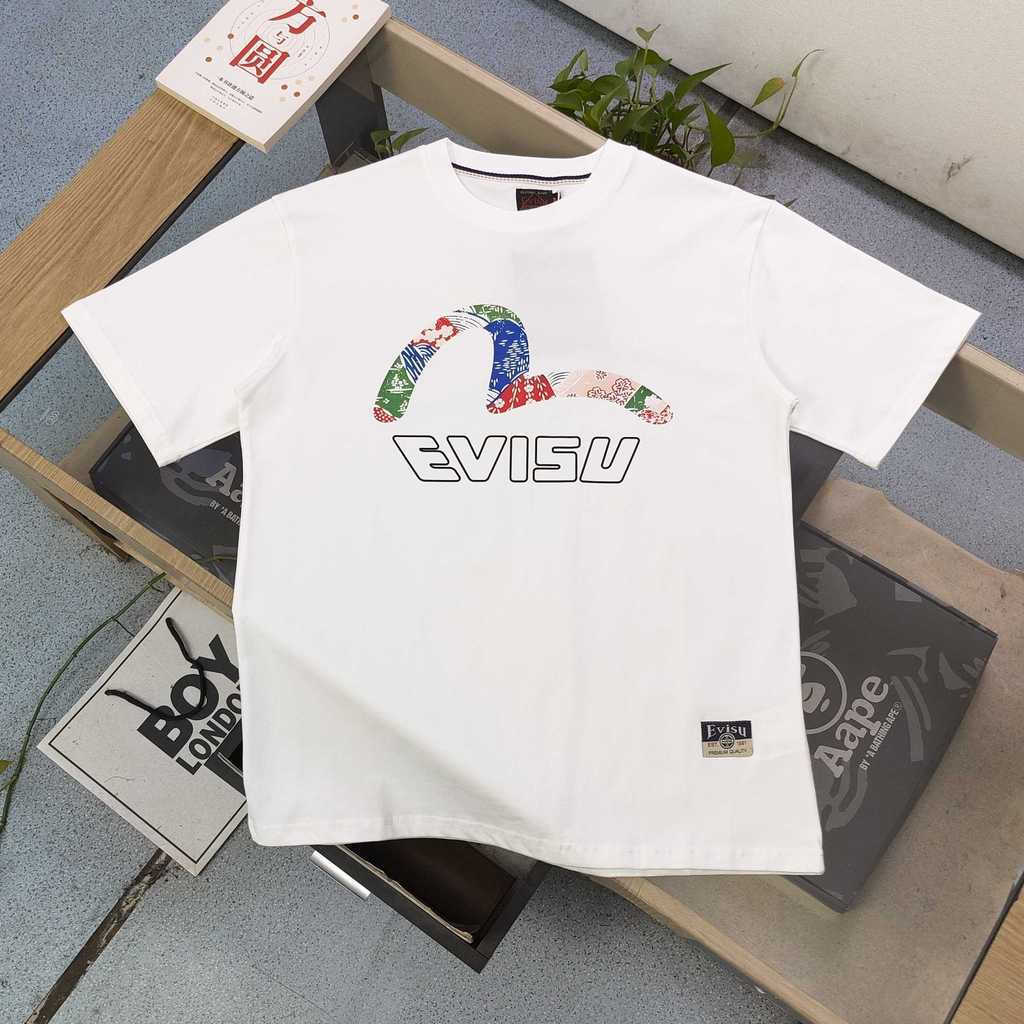 EVISU / God of Fortune 2026 Áo thun ngắn tay cổ tròn phong cách cặp đôi Áo sơ mi đáy hai trực tuyến 