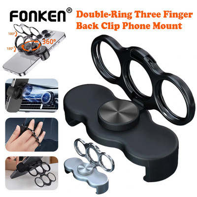 Fonken Dual-Ring Ba Cánh Lưng Kẹp Giá Đỡ Đa Năng Có Thể Gập Lại Điện Thoại Giá Đỡ Xoay Vòng Điện Thoại Đứng