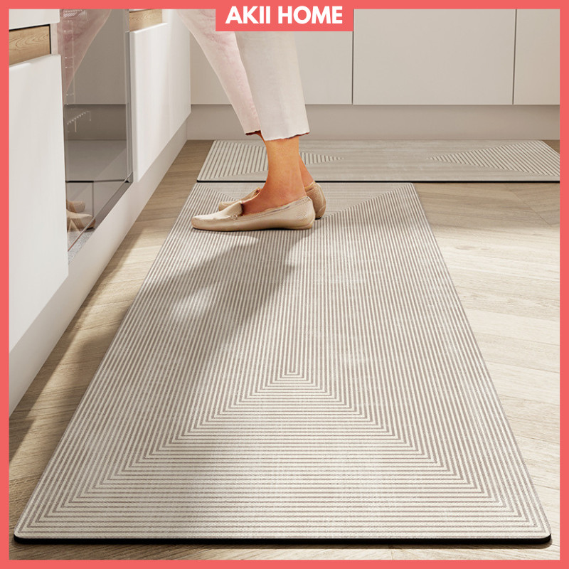 Thảm lau chân, thảm nhà bếp phong cách Wabi-Sabi cao cấp, chất liệu silicon chống trơn trượt, thấm hút tốt T28