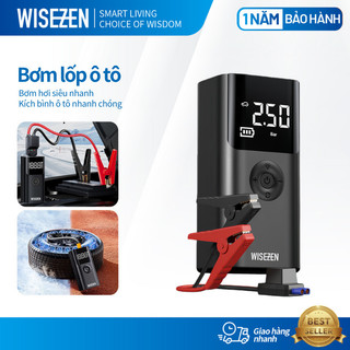  Kích Bình Kiêm Bơm Lốp ô Tô Wisezen đa Năng 4IN1 Kích Nổ Máy Bơm Lốp Xe Sạc Dự Phòng đèn Pin Cao Cấp 