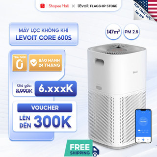  Máy Lọc Không Khí Levoit Core 600S 148m2 | Lọc bụi mịn - Đèn cảm biến chất lượng không khí - Hẹn giờ 