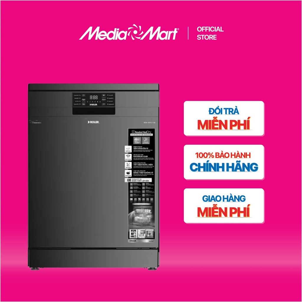 [MEDIAMART] - Máy rửa bát độc lập 13 bộ Roler RDW-5515.1-SB - FREESHIP,Bảohànhchínhhãng
