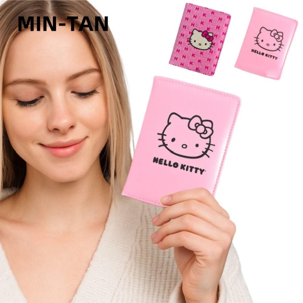 MIN-TAN Hello Kitty Passport Cover, Hộp đựng thẻ tín dụng quà tặng bằng da PU, Phim hoạt hình di độn