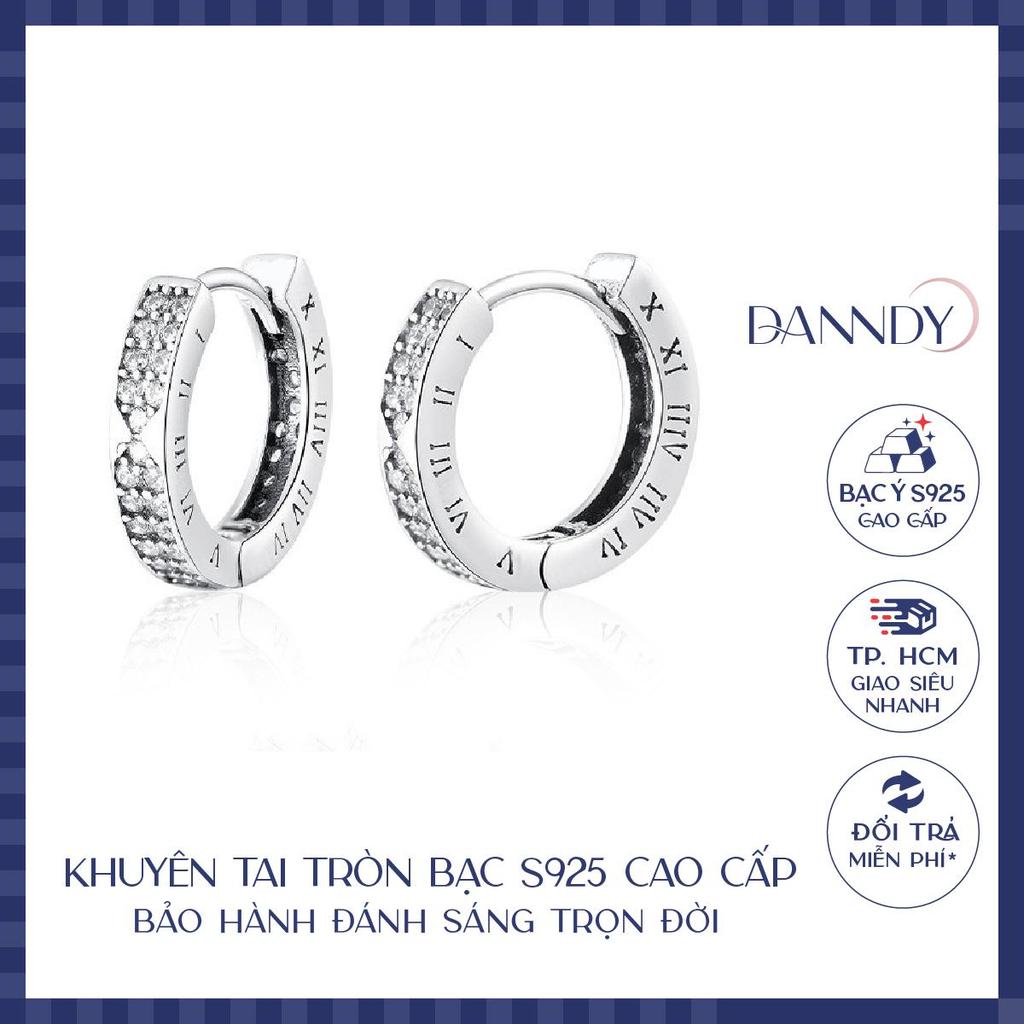 Bông tai tròn bạc nam số La Mã đính đá sáng tinh tế bản đẹp hoàn chỉnh . Vòng Tai Số La Mã | Dandy