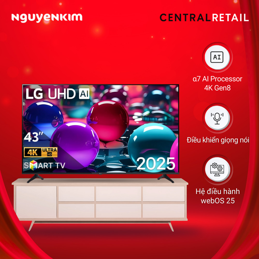 [Mới 2025] Smart Tivi UHD AI LG 4K 43 inch 43UA7350PSB