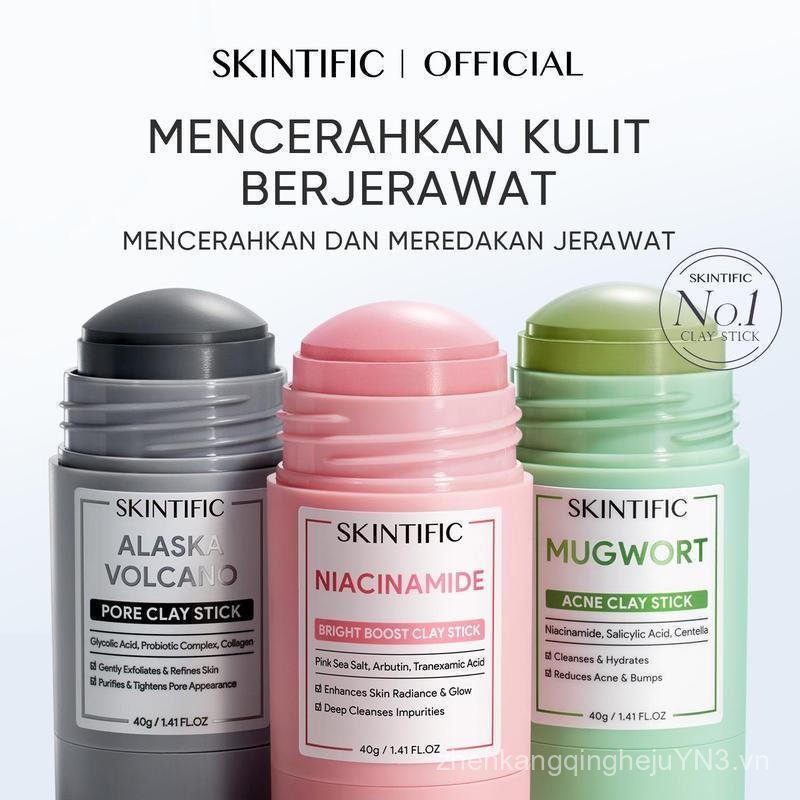 Que mặt nạ đất sét SKINTIFIC - Thanh đất sét tăng cường sáng Niacinamide / Que mặt nạ đất sét Artemi