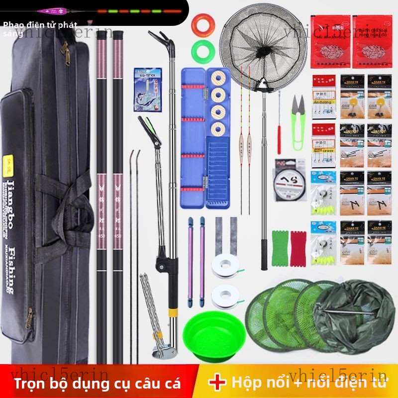 Ghế câu cáBộ cần câu cá, bộ dụng cụ câu cá bằng cần tay kết hợp hoàn chỉnh, cần câu cá chép và cá di
