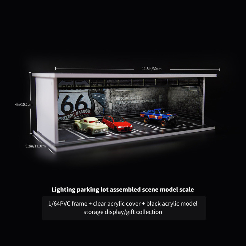 Mô Hình Garage 1/64 Một Tầng Xếp Chồng Bán Chạy Có Đèn LED Dùng Cho Hot Wheels Tomica Mô Hình Garage