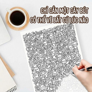 Bộ 30 Tờ Tranh Line Art Tập Vẽ K234 Giải Trí Sáng Tạo Tô Màu Giảm Stress Giấy Sketch Mini