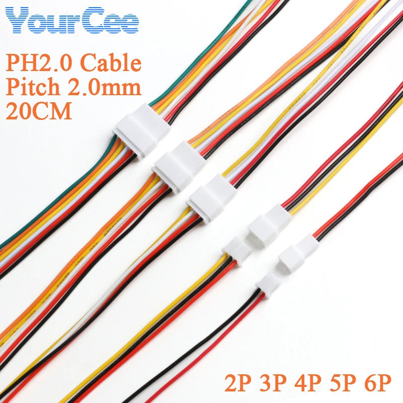 10 Cái 20CM JST PH 2.0 Đầu Nối Cắm Jack Nam Nữ 2 / 3 / 4 / 5 / 6 Pin Micro Cáp JST PH 2.0mm Nam Nữ K