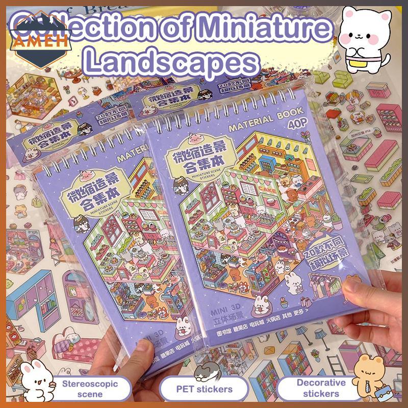 Technicolorepic 40 Cái 3D Diorama Sticker Book Quiet Book Crafts With Miniature House Scenes 3D Visu