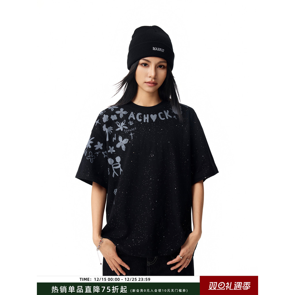 Áo Thun Ngắn Tay Sequin Lấp Lánh Style Phố Mỹ Mới Từ Achock