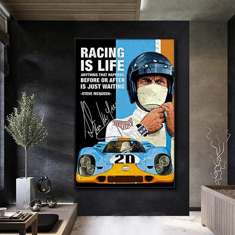 Tranh Canvas 24 Giờ Le Mans Michael Delaney Đua Xe Ô Tô Phim Chất Lượng Poster Phòng Khách Sofa Treo